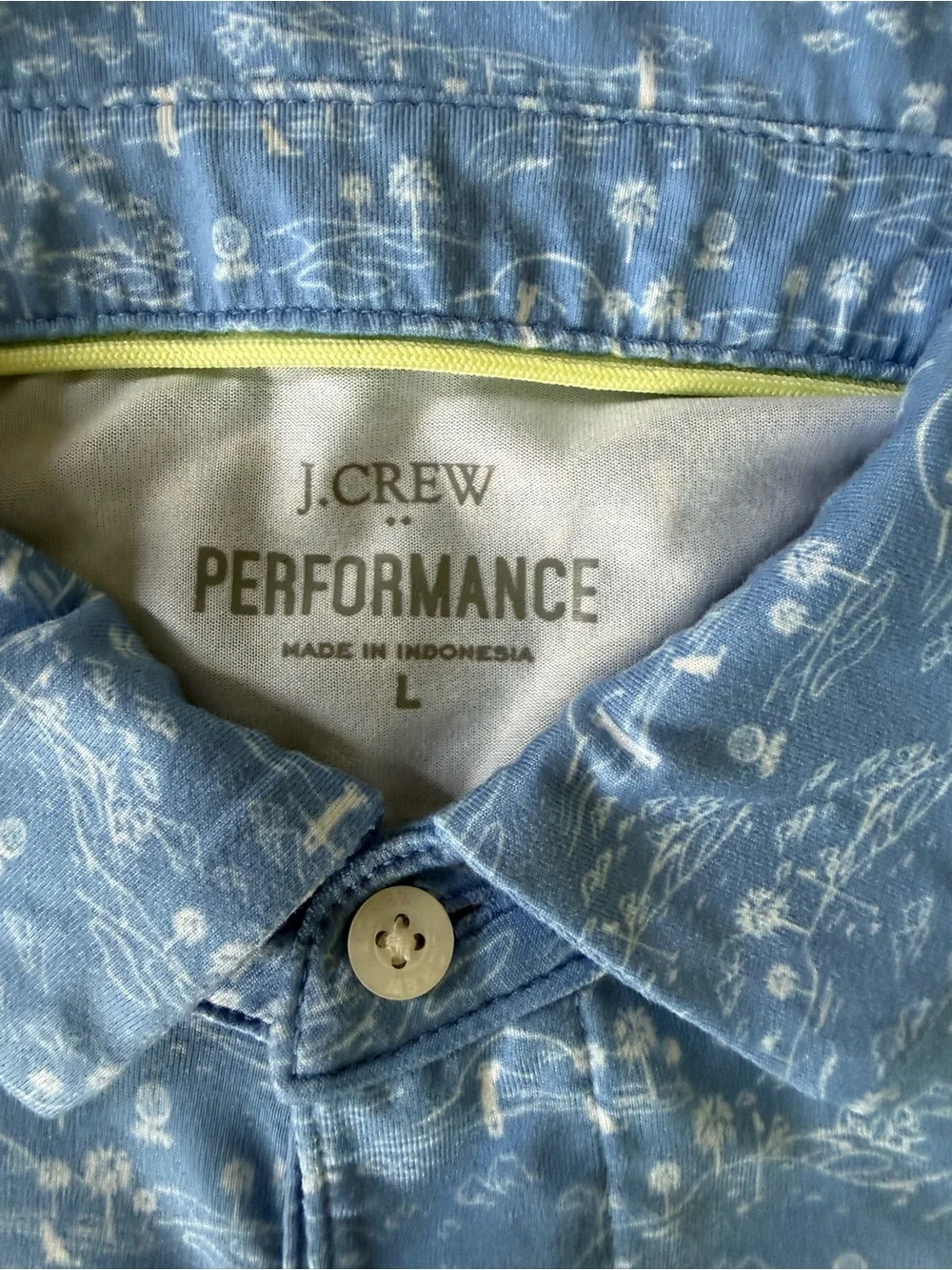 J. Crew Light Blue Tropical Print Performance Polo